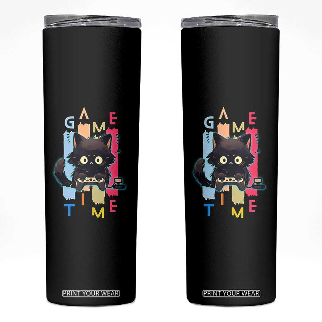 Game Time Skinny Tumbler Cute Black Cat Gamer Lover Gift TS12 Black Print Your Wear