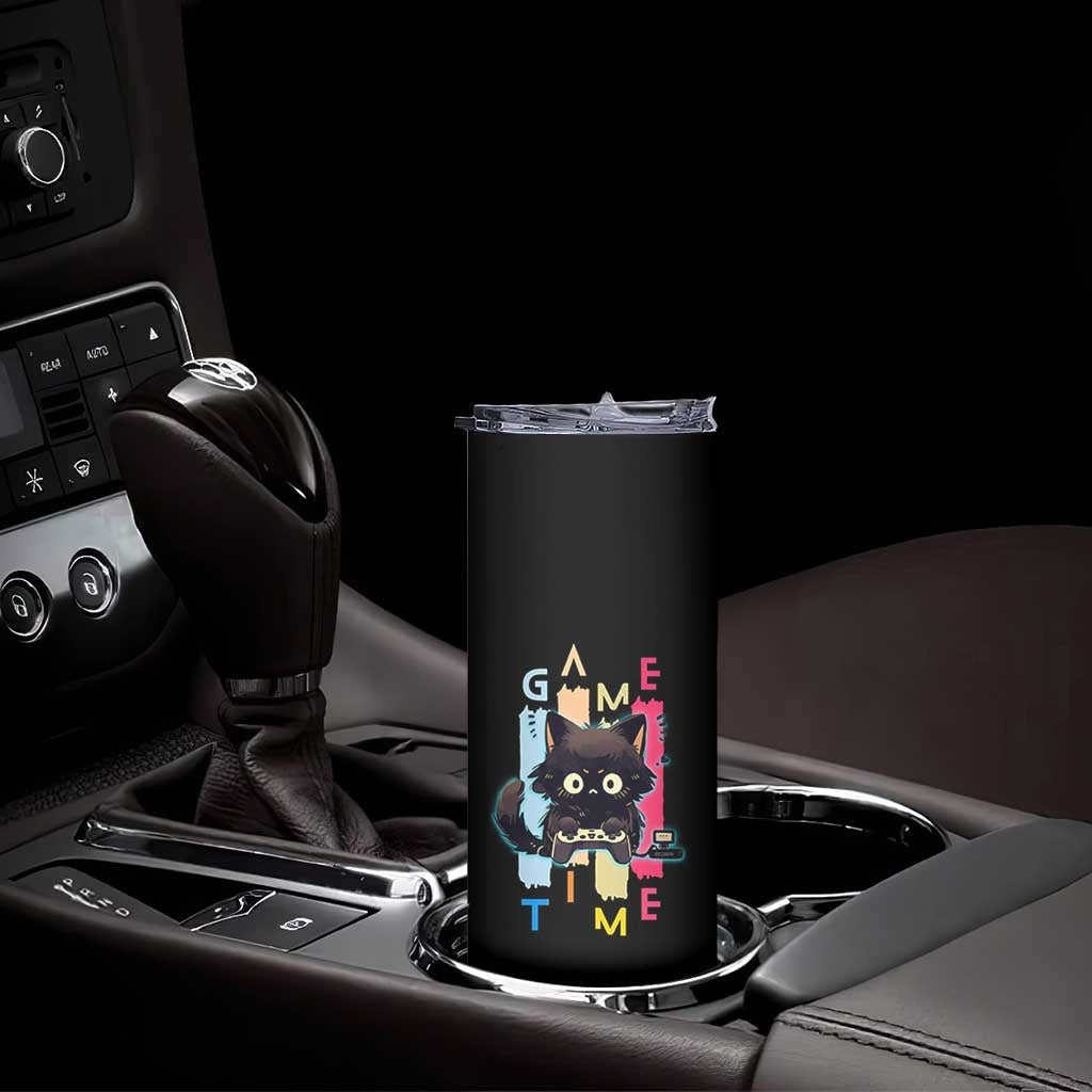 Game Time Skinny Tumbler Cute Black Cat Gamer Lover Gift TS12 Print Your Wear
