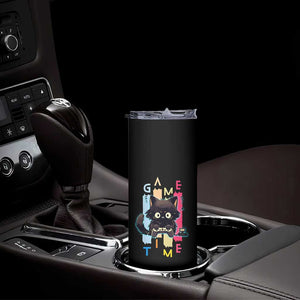 Game Time Skinny Tumbler Cute Black Cat Gamer Lover Gift TS12 Print Your Wear