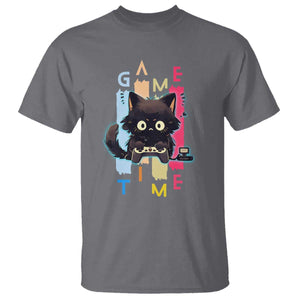 Game Time T Shirt Cute Black Cat Gamer Lover Gift TS12 Charcoal Print Your Wear
