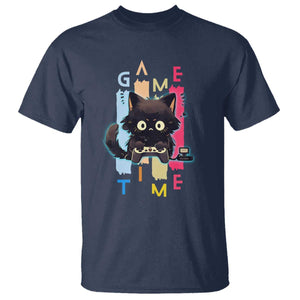 Game Time T Shirt Cute Black Cat Gamer Lover Gift TS12 Navy Print Your Wear