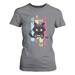 Game Time T Shirt For Women Cute Black Cat Gamer Lover Gift TS12 Charcoal Print Your Wear