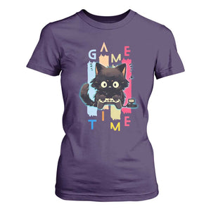 Game Time T Shirt For Women Cute Black Cat Gamer Lover Gift TS12 Purple Print Your Wear