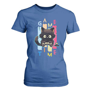 Game Time T Shirt For Women Cute Black Cat Gamer Lover Gift TS12 Royal Blue Print Your Wear