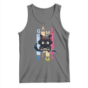 Game Time Tank Top Cute Black Cat Gamer Lover Gift TS12 Black Heather Print Your Wear