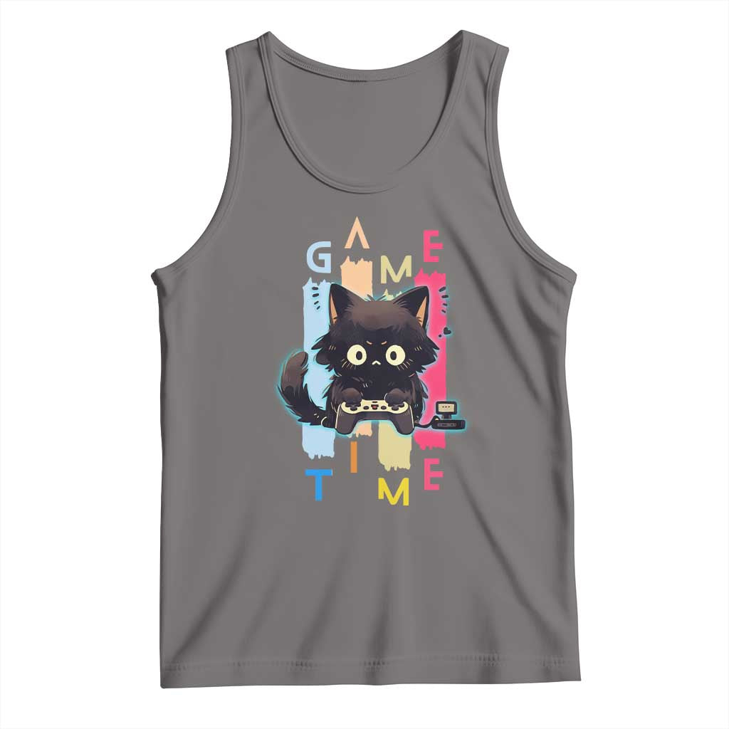 Game Time Tank Top Cute Black Cat Gamer Lover Gift TS12 Deep Heather Print Your Wear