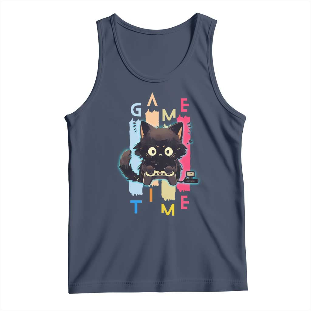 Game Time Tank Top Cute Black Cat Gamer Lover Gift TS12 Navy Print Your Wear