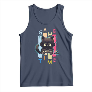 Game Time Tank Top Cute Black Cat Gamer Lover Gift TS12 Navy Print Your Wear