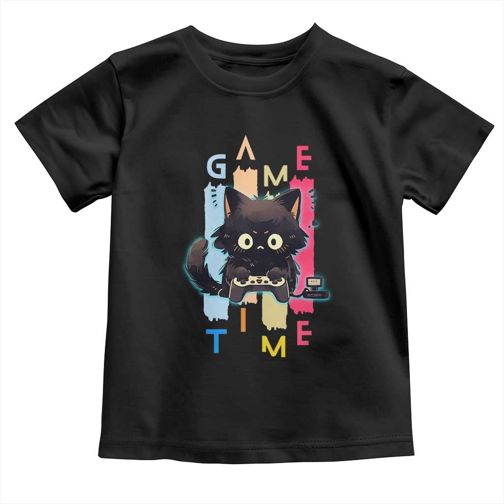 Game Time Toddler T Shirt Cute Black Cat Gamer Lover Gift TS12 Black Print Your Wear