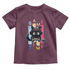 Game Time Toddler T Shirt Cute Black Cat Gamer Lover Gift TS12 Maroon Print Your Wear