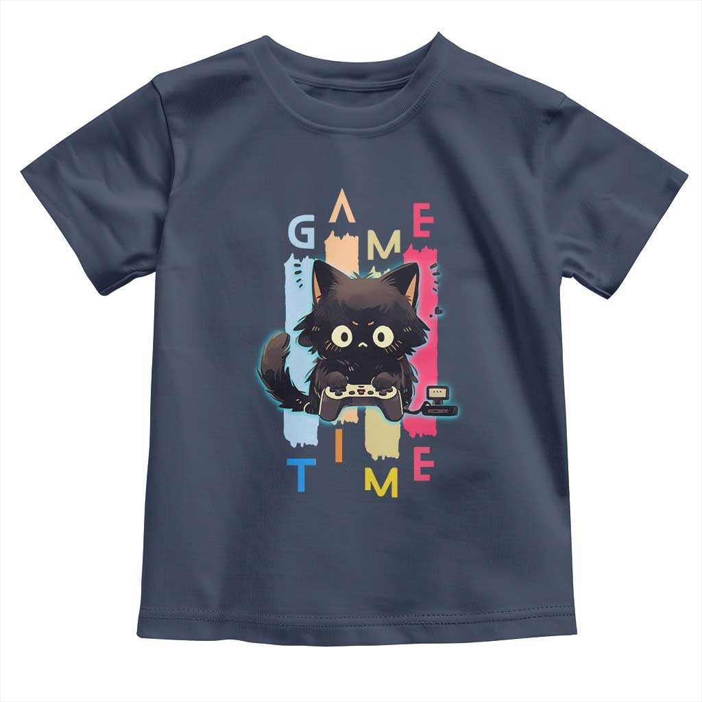 Game Time Toddler T Shirt Cute Black Cat Gamer Lover Gift TS12 Navy Print Your Wear