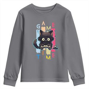 Game Time Youth Sweatshirt Cute Black Cat Gamer Lover Gift TS12 Charcoal Print Your Wear