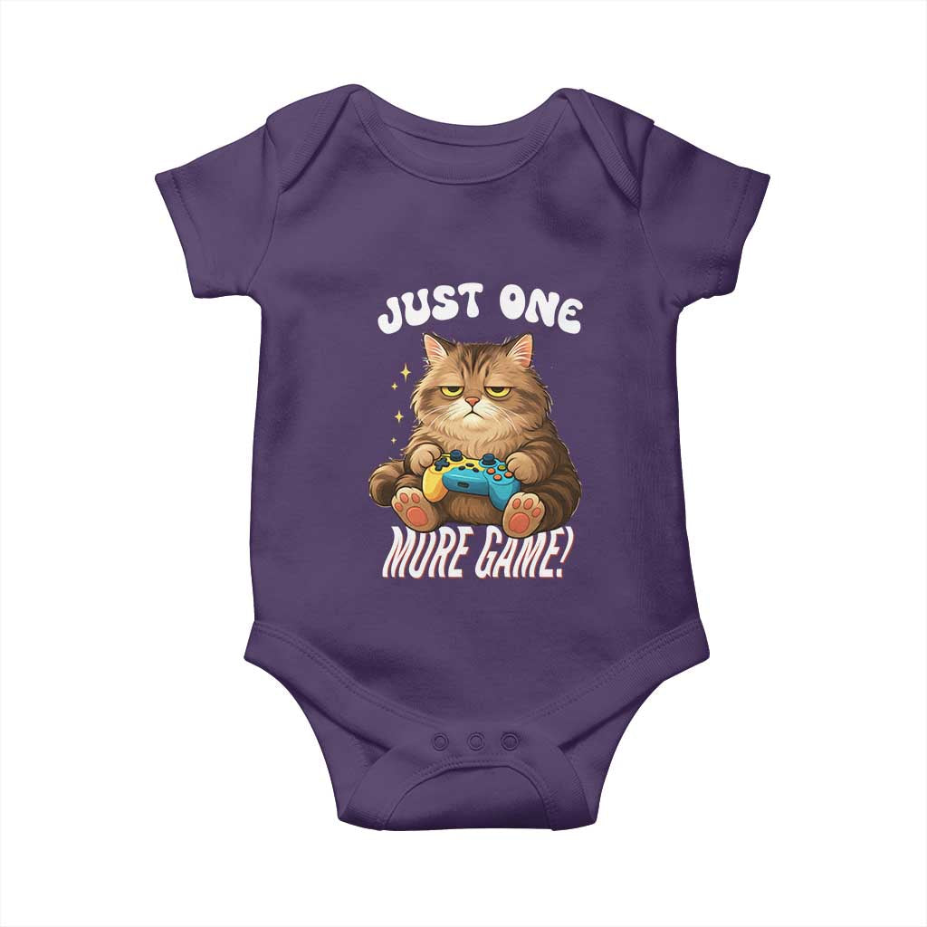 Just One More Game Baby Onesie Funny Lazy Cat Playing Video Game TS12 Purple Print Your Wear