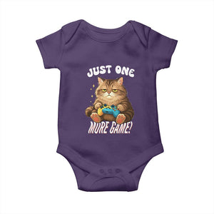 Just One More Game Baby Onesie Funny Lazy Cat Playing Video Game TS12 Purple Print Your Wear