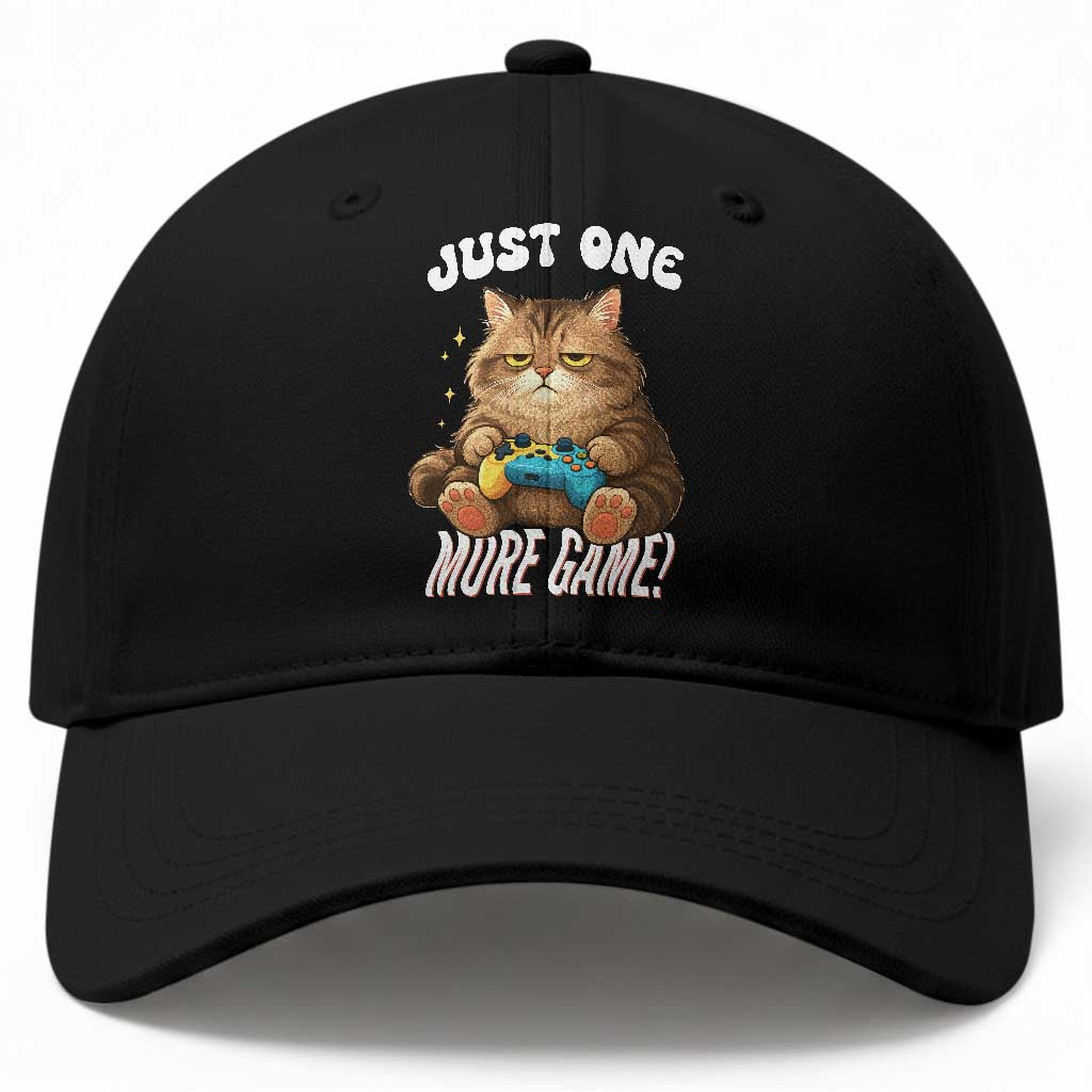 Just One More Game Baseball Cap Funny Lazy Cat Playing Video Game TS12 Print Your Wear