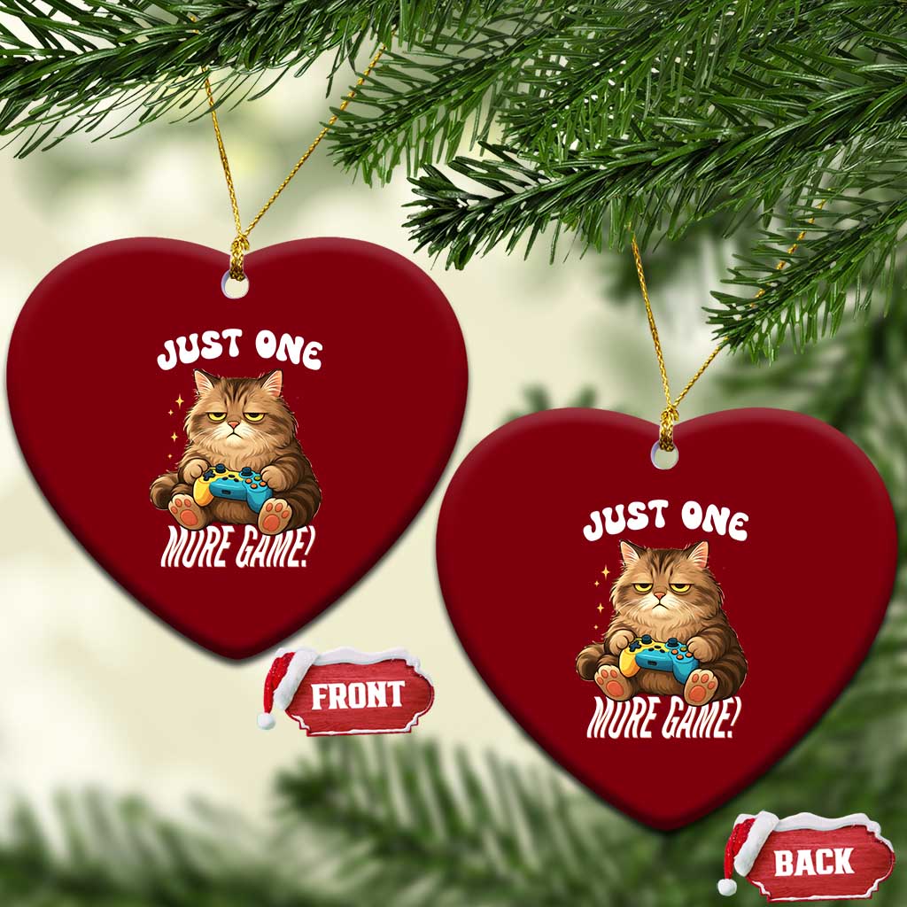 Just One More Game Ceramic Ornament Funny Lazy Cat Playing Video Game TS12 Print Your Wear