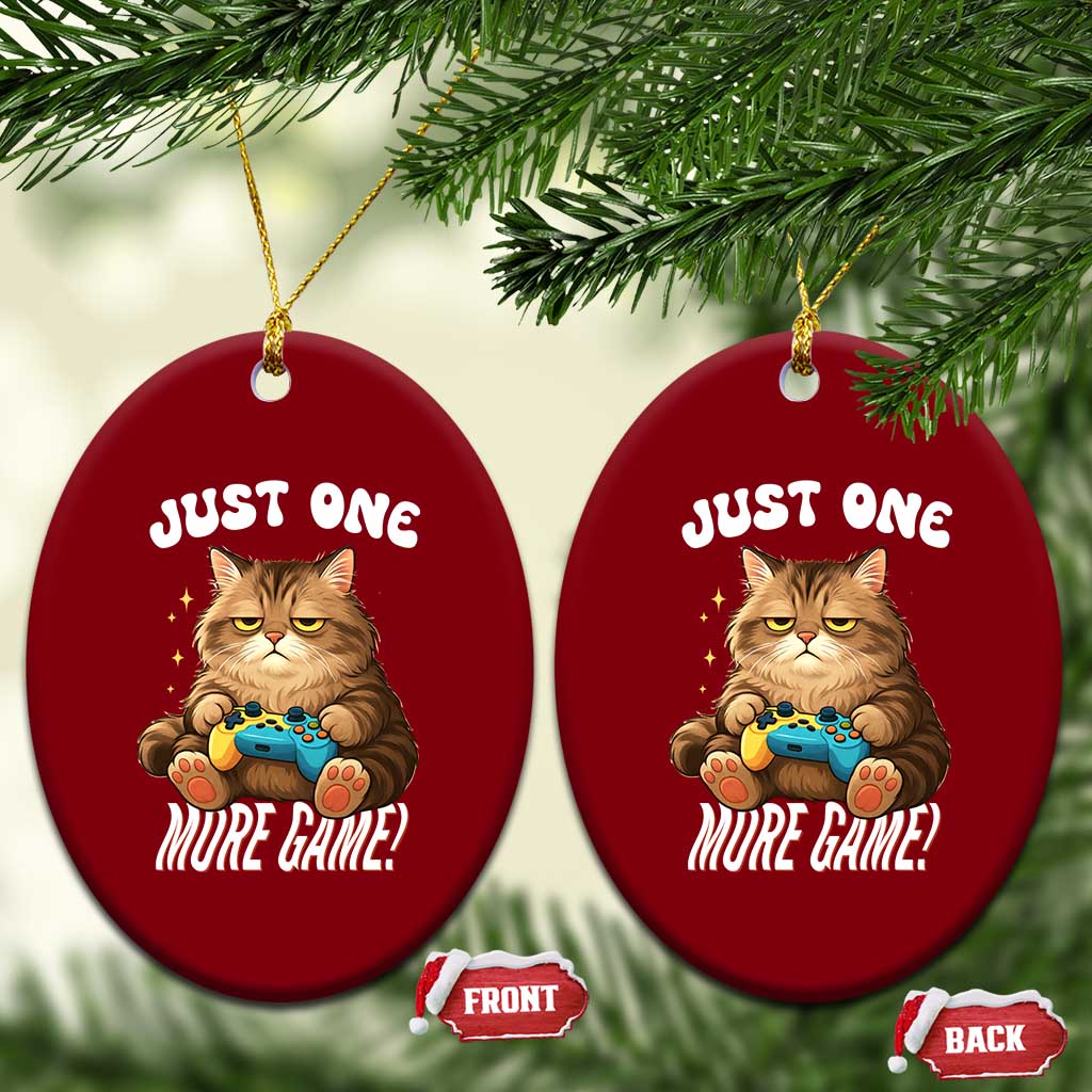 Just One More Game Ceramic Ornament Funny Lazy Cat Playing Video Game TS12 Print Your Wear