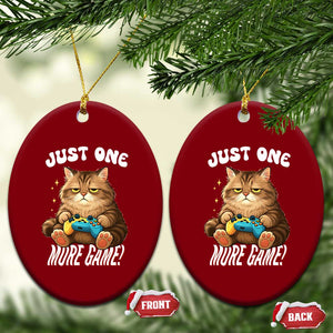 Just One More Game Ceramic Ornament Funny Lazy Cat Playing Video Game TS12 Print Your Wear