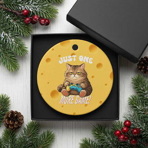 Just One More Game Ceramic Ornament Funny Lazy Cat Playing Video Game TS12 1pc Yellow Cheese Print Your Wear