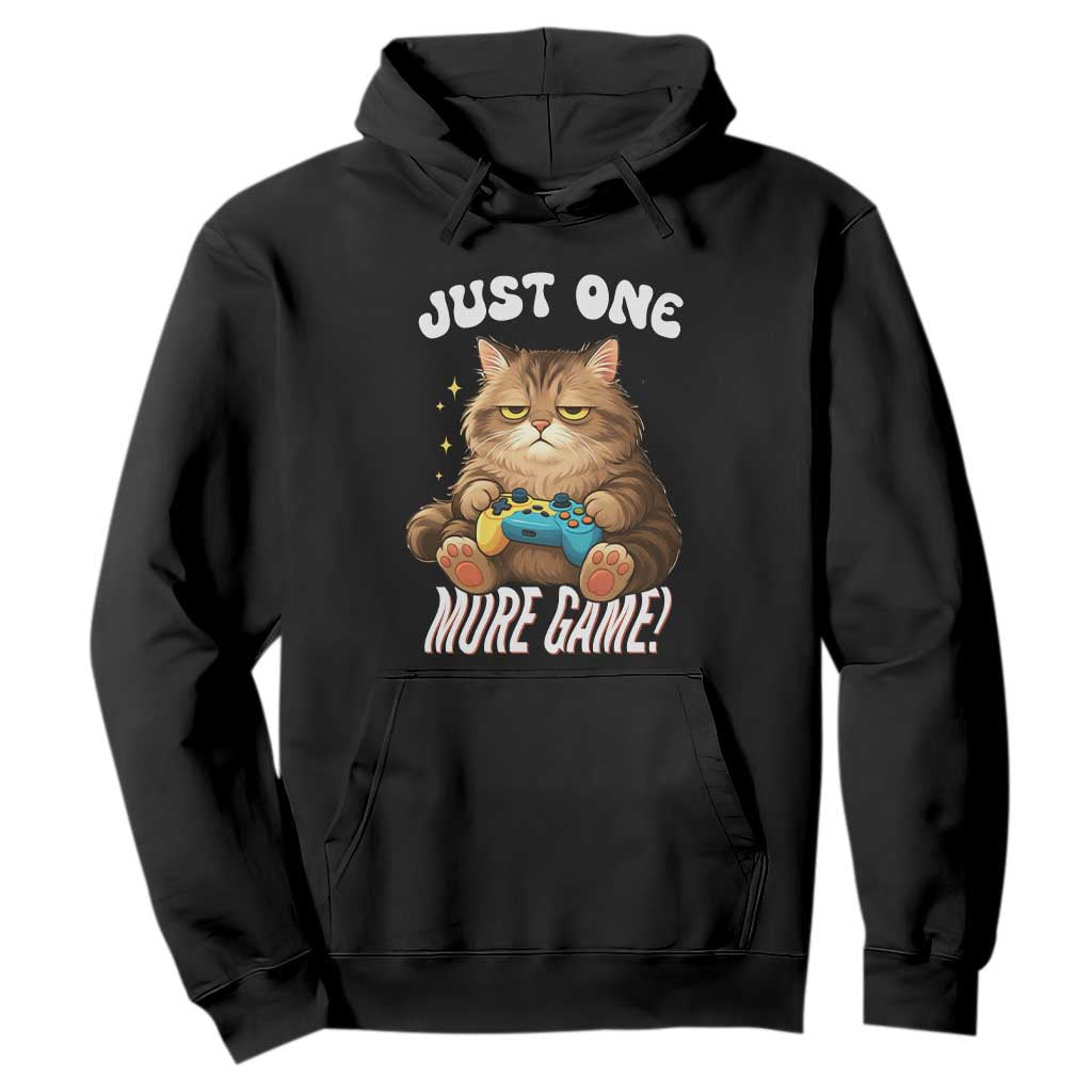 Just One More Game Hoodie Funny Lazy Cat Playing Video Game TS12 Black Print Your Wear