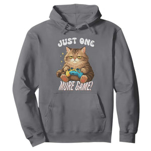Just One More Game Hoodie Funny Lazy Cat Playing Video Game TS12 Charcoal Print Your Wear