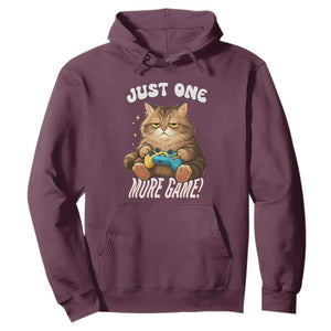 Just One More Game Hoodie Funny Lazy Cat Playing Video Game TS12 Maroon Print Your Wear