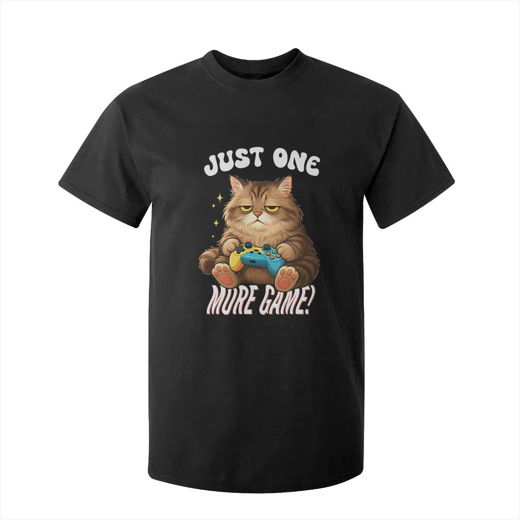 Just One More Game T Shirt For Kid Funny Lazy Cat Playing Video Game TS12 Black Print Your Wear