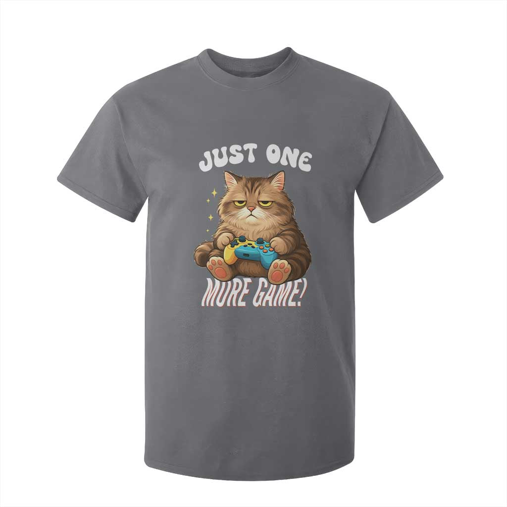 Just One More Game T Shirt For Kid Funny Lazy Cat Playing Video Game TS12 Charcoal Print Your Wear