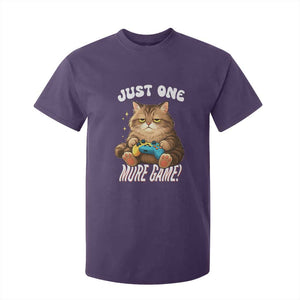 Just One More Game T Shirt For Kid Funny Lazy Cat Playing Video Game TS12 Purple Print Your Wear