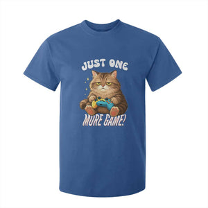 Just One More Game T Shirt For Kid Funny Lazy Cat Playing Video Game TS12 Royal Blue Print Your Wear