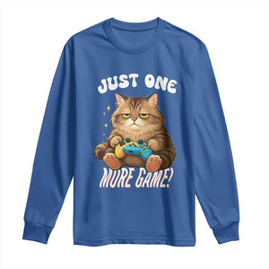 Just One More Game Long Sleeve Shirt Funny Lazy Cat Playing Video Game TS12 Royal Blue Print Your Wear