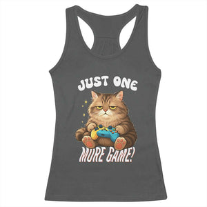 Just One More Game Racerback Tank Top Funny Lazy Cat Playing Video Game TS12 Dark Heather Print Your Wear