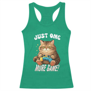Just One More Game Racerback Tank Top Funny Lazy Cat Playing Video Game TS12 Irish Green Print Your Wear