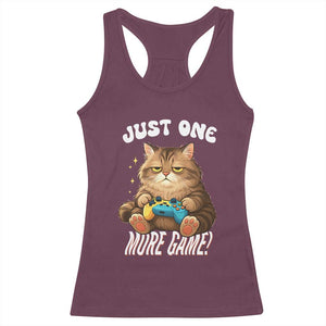 Just One More Game Racerback Tank Top Funny Lazy Cat Playing Video Game TS12 Maroon Print Your Wear