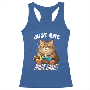 Just One More Game Racerback Tank Top Funny Lazy Cat Playing Video Game TS12 Royal Blue Print Your Wear