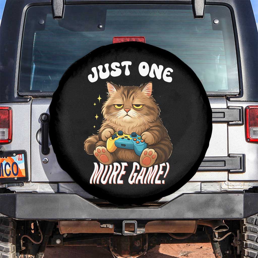 Just One More Game Spare Tire Cover Funny Lazy Cat Playing Video Game TS12 No hole Black Print Your Wear
