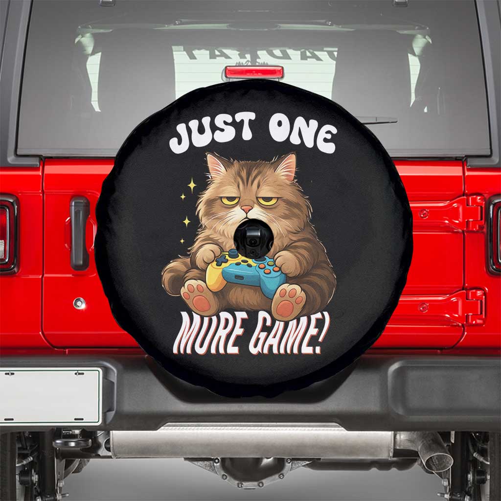 Just One More Game Spare Tire Cover Funny Lazy Cat Playing Video Game TS12 Black Print Your Wear