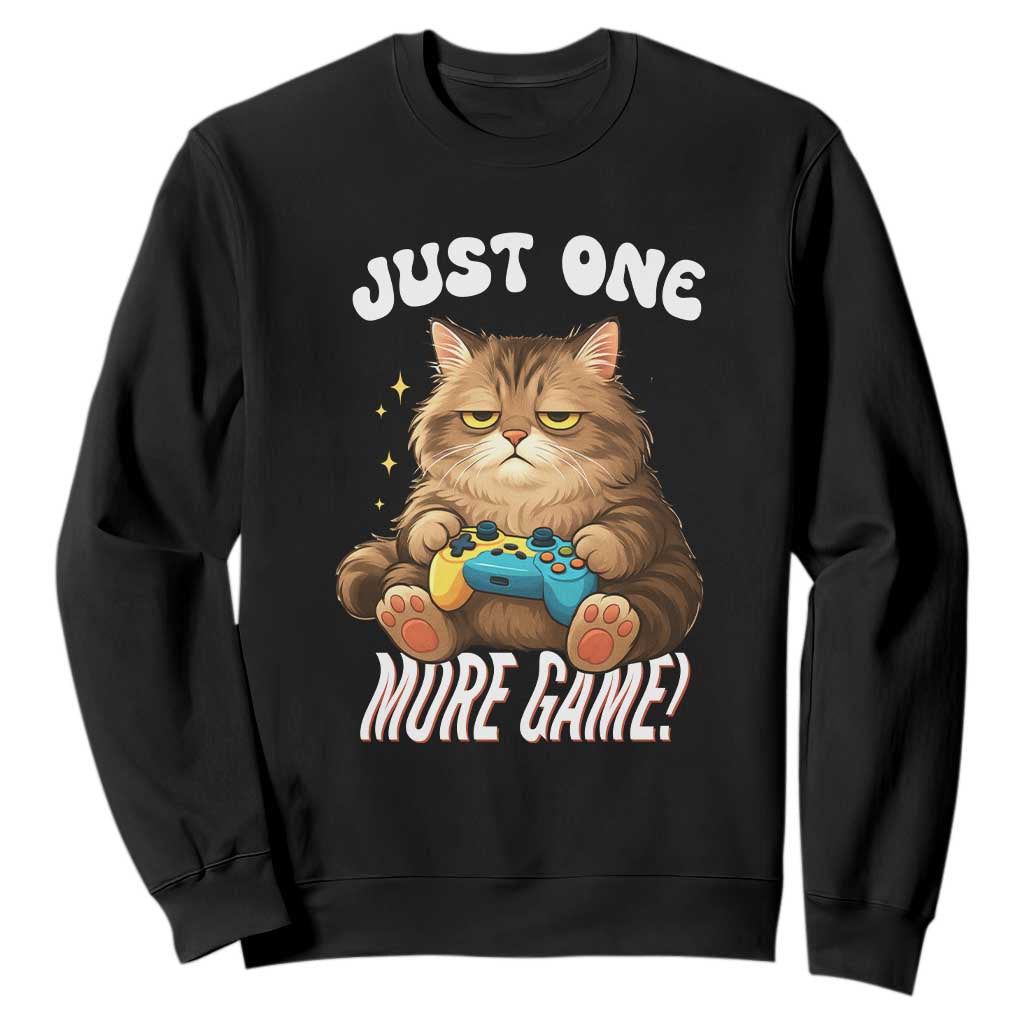 Just One More Game Sweatshirt Funny Lazy Cat Playing Video Game TS12 Black Print Your Wear
