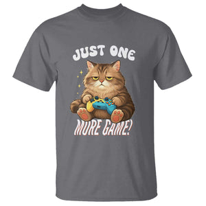 Just One More Game T Shirt Funny Lazy Cat Playing Video Game TS12 Charcoal Print Your Wear