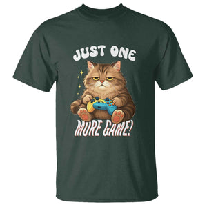 Just One More Game T Shirt Funny Lazy Cat Playing Video Game TS12 Dark Forest Green Print Your Wear