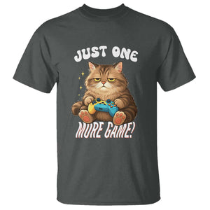 Just One More Game T Shirt Funny Lazy Cat Playing Video Game TS12 Dark Heather Print Your Wear