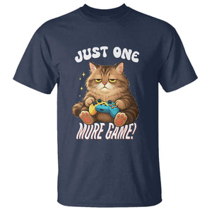 Just One More Game T Shirt Funny Lazy Cat Playing Video Game TS12 Navy Print Your Wear