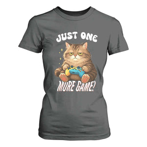 Just One More Game T Shirt For Women Funny Lazy Cat Playing Video Game TS12 Dark Heather Print Your Wear