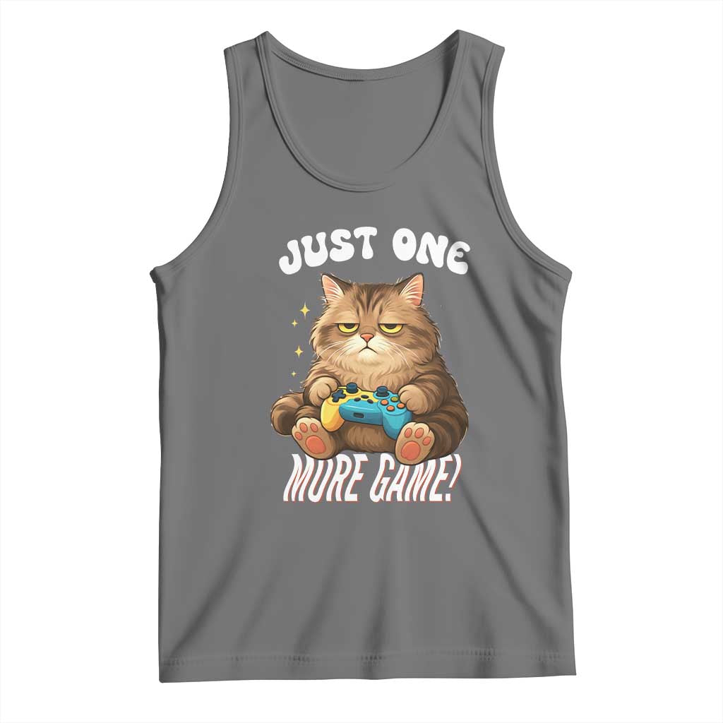 Just One More Game Tank Top Funny Lazy Cat Playing Video Game TS12 Black Heather Print Your Wear