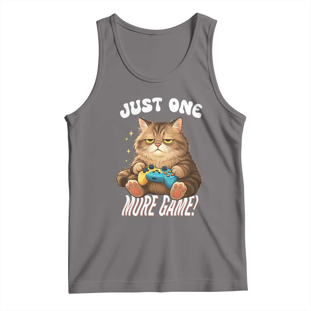 Just One More Game Tank Top Funny Lazy Cat Playing Video Game TS12 Deep Heather Print Your Wear