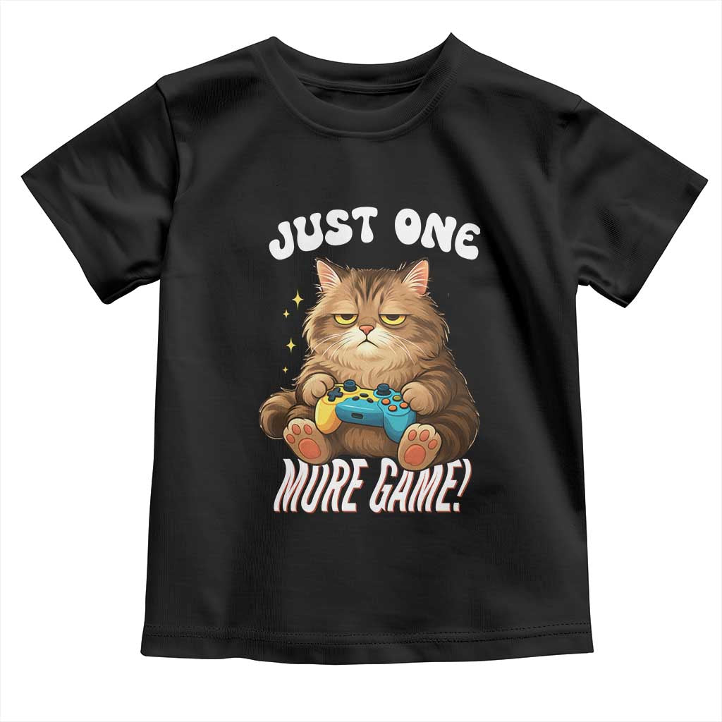 Just One More Game Toddler T Shirt Funny Lazy Cat Playing Video Game TS12 Black Print Your Wear
