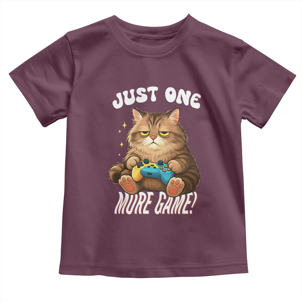 Just One More Game Toddler T Shirt Funny Lazy Cat Playing Video Game TS12 Maroon Print Your Wear