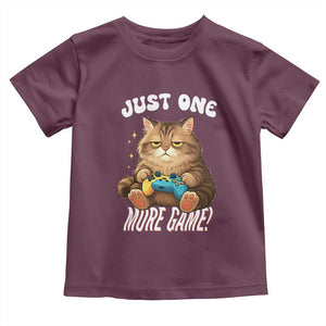 Just One More Game Toddler T Shirt Funny Lazy Cat Playing Video Game TS12 Maroon Print Your Wear