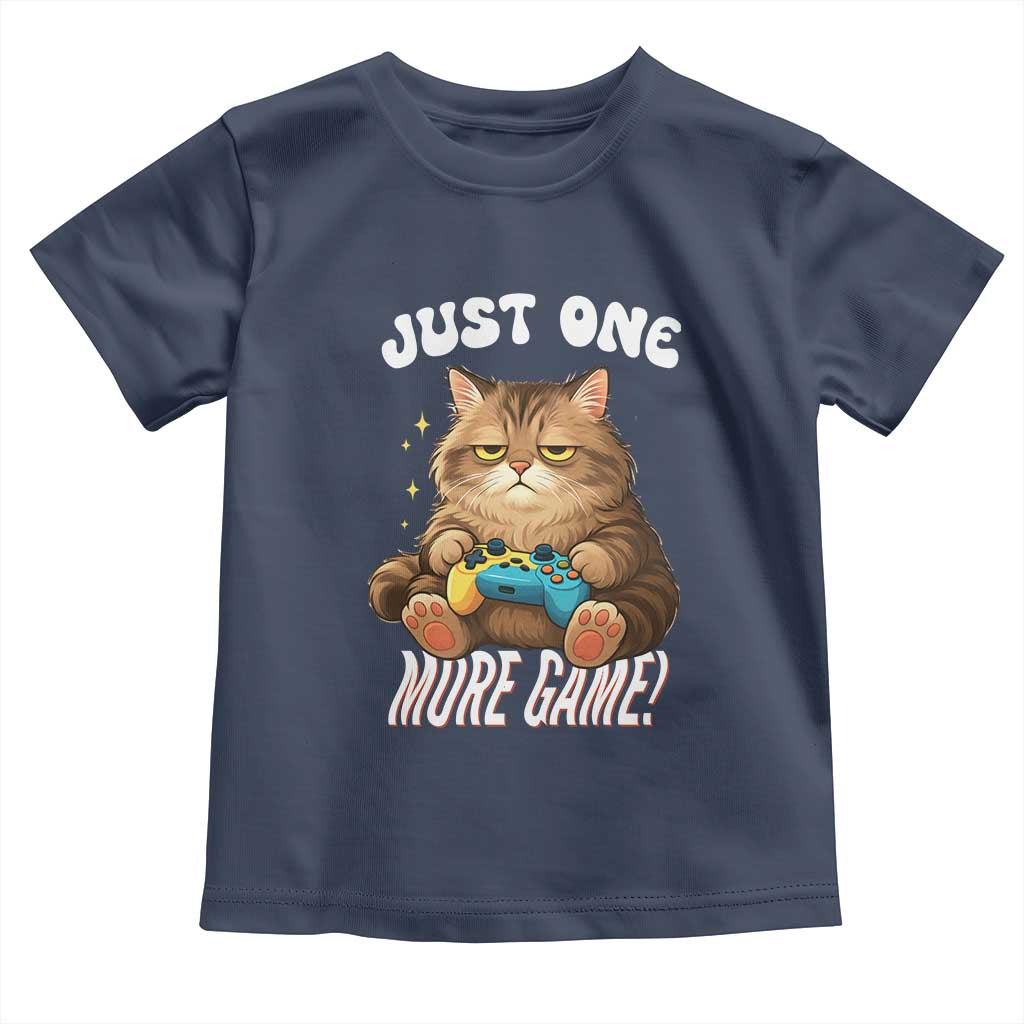 Just One More Game Toddler T Shirt Funny Lazy Cat Playing Video Game TS12 Navy Print Your Wear
