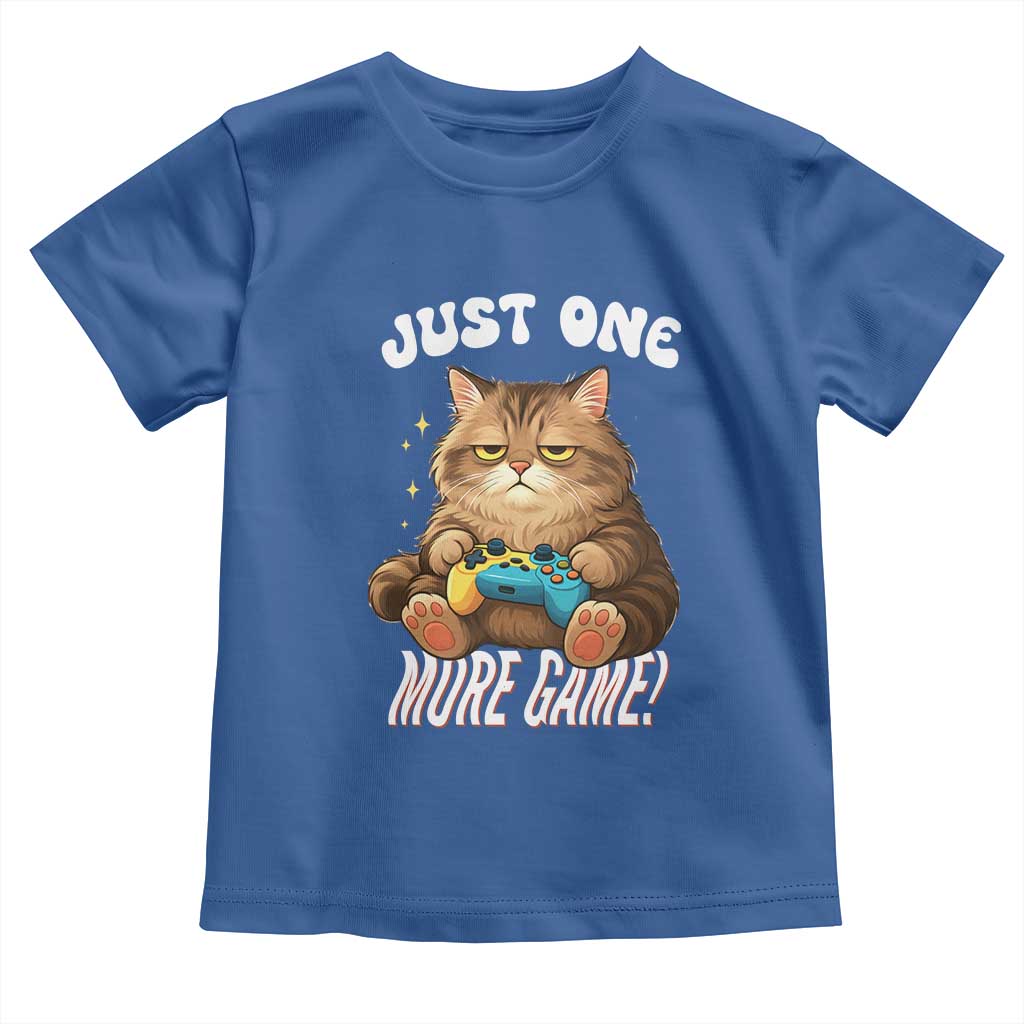 Just One More Game Toddler T Shirt Funny Lazy Cat Playing Video Game TS12 Royal Blue Print Your Wear